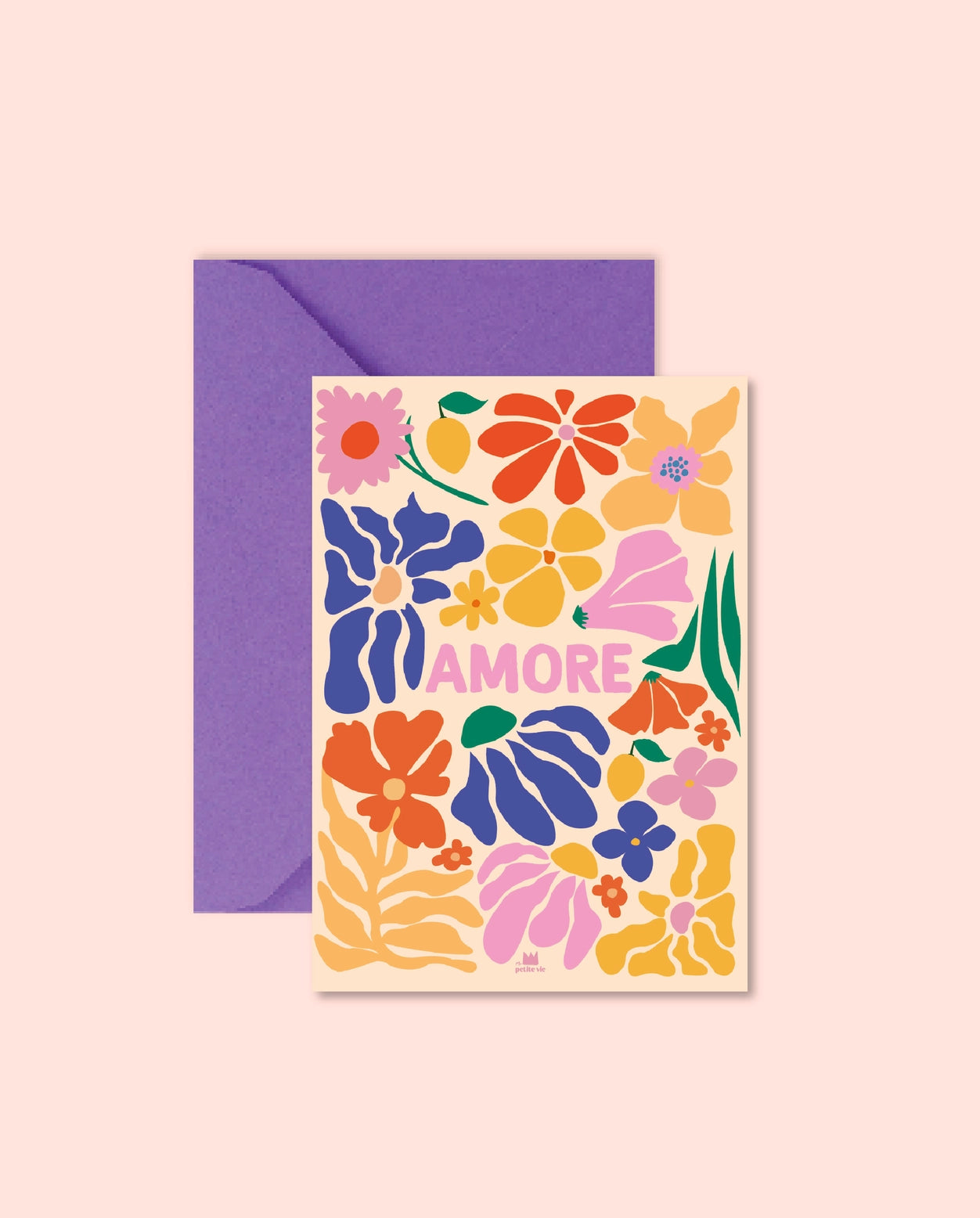 Carte fleurie décorative multicolore.