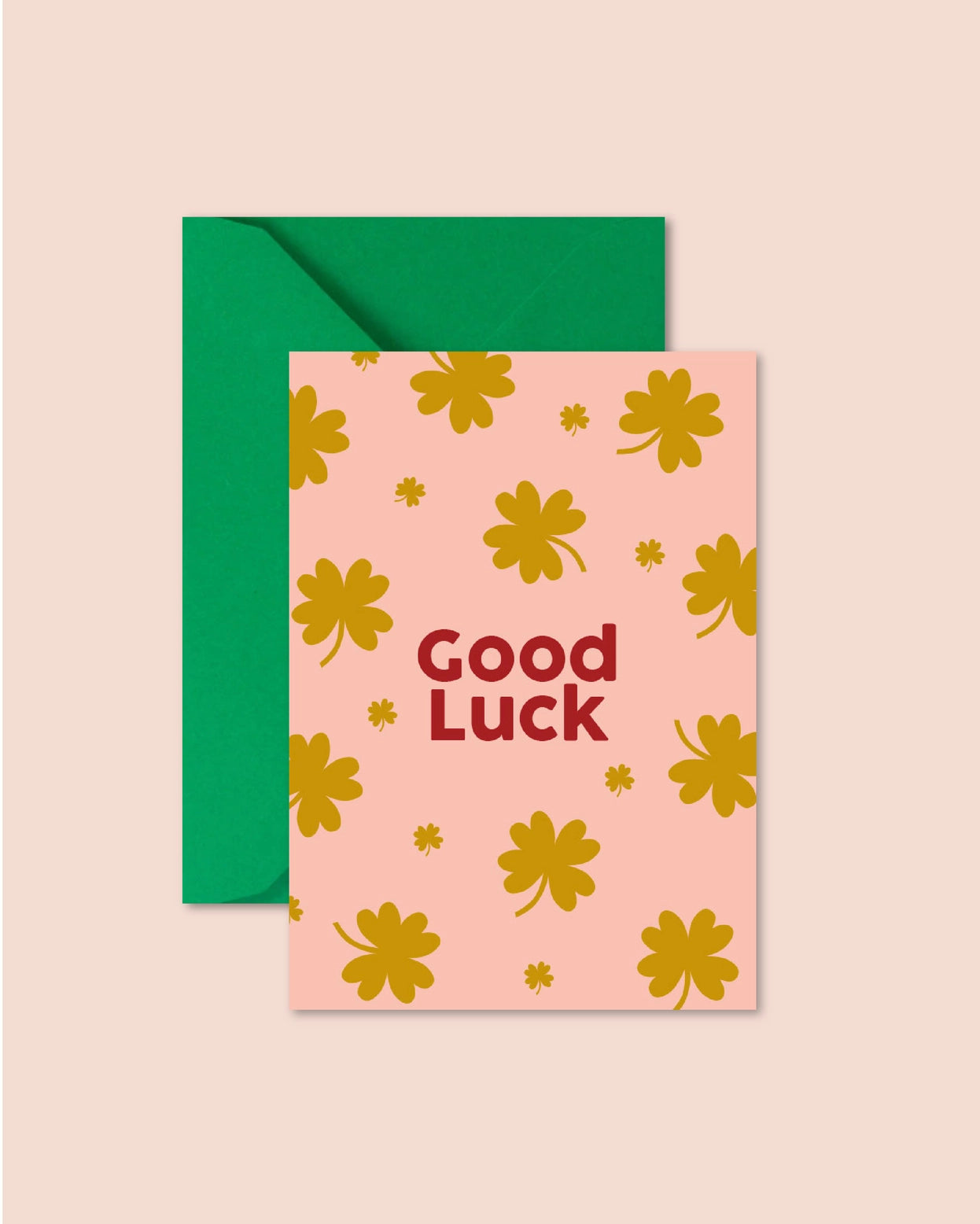 Carte bonne chance, avec des trèfles.