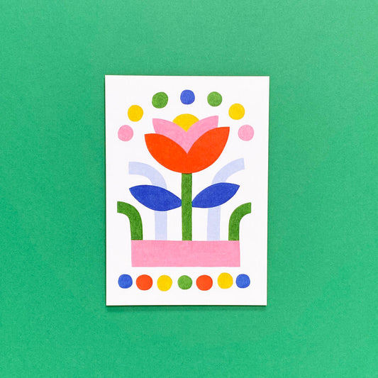 Carte illustrée et colorée, pétale, Maison Ribambelle.
