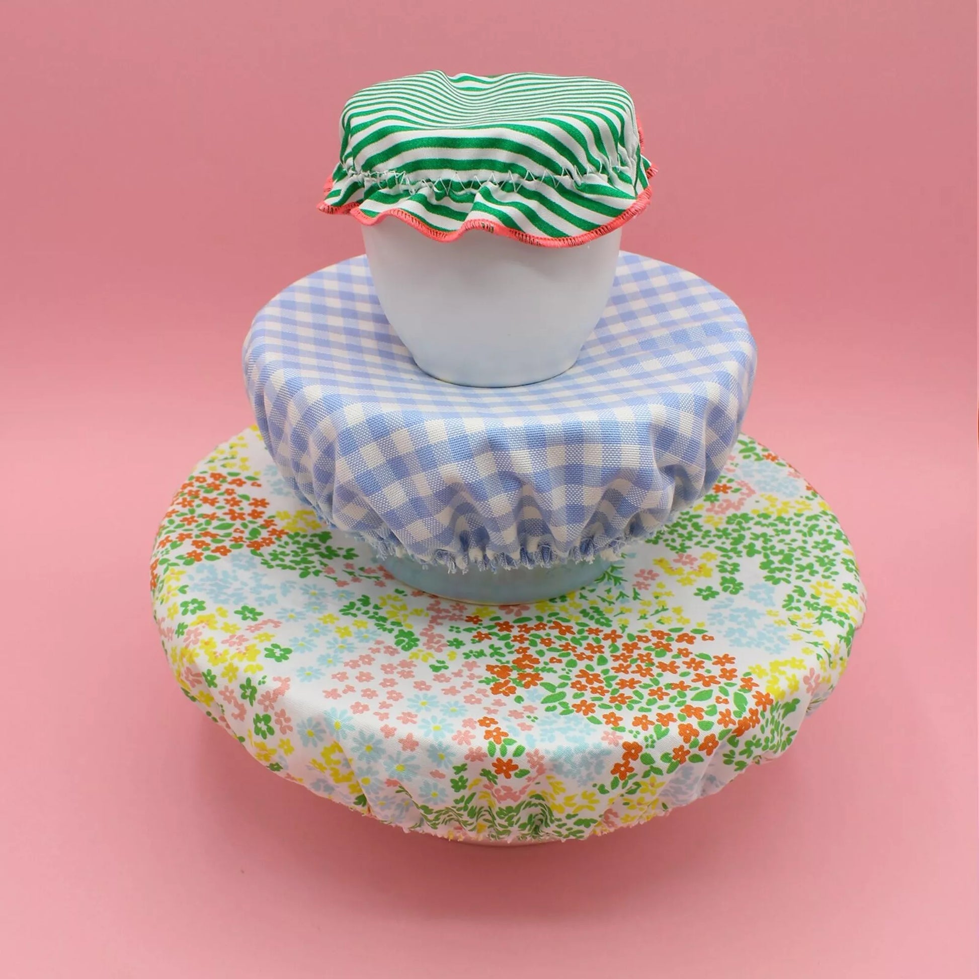 Lot de 3 charlottes alimentaires colorées, lavables et réutilisables, Machatatelier.