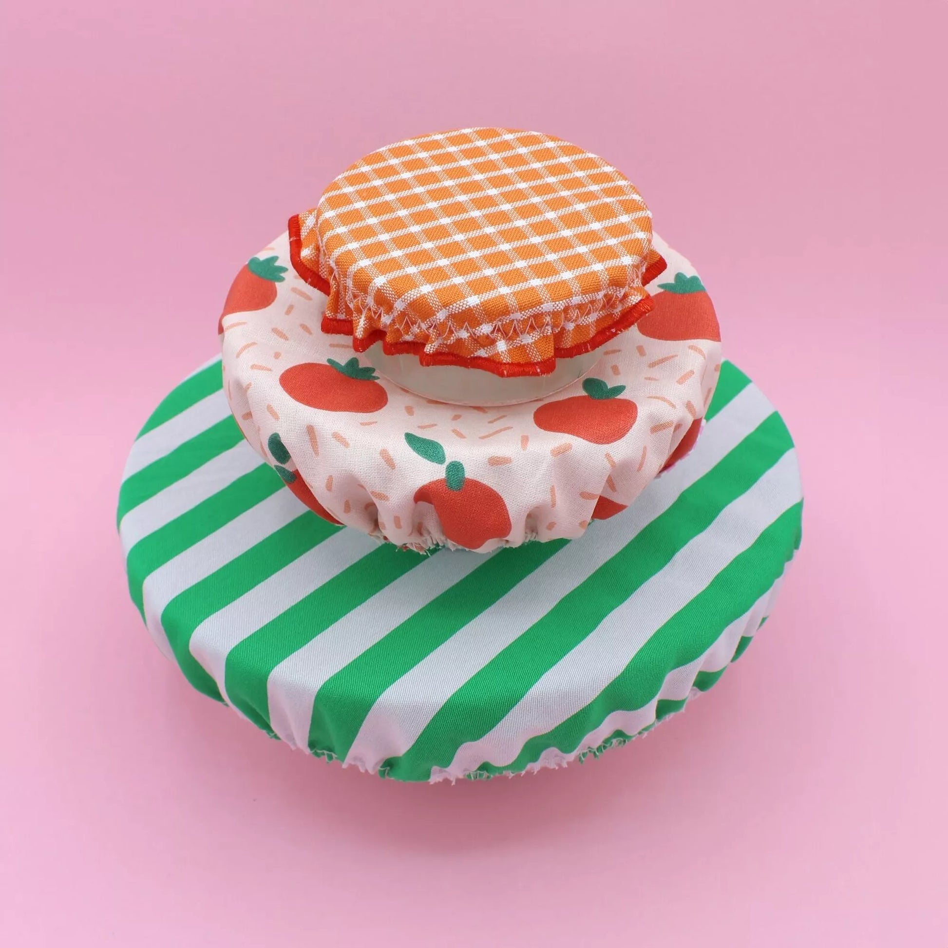 Lot de 3 charlottes alimentaires colorées, lavables et réutilisables, Machatatelier.