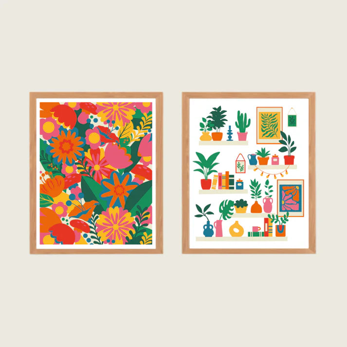 Kit peinture aux numéros avec deux illustrations, deux pinceaux et des pots de peinture, salut irène.