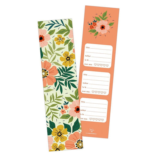 Marque-page avec fleurs illustrées colorées