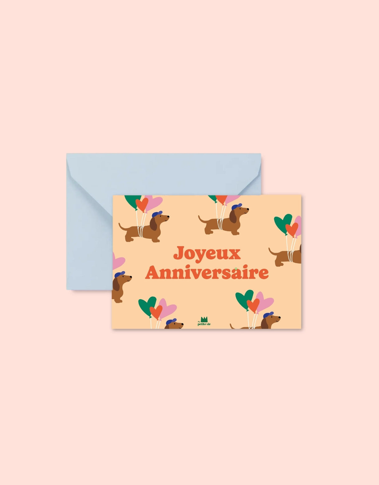 Petite carte d'anniversaire avec des chiens teckels.