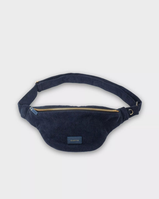 sac banane bleu marine pour femme en velours côtelé recyclé