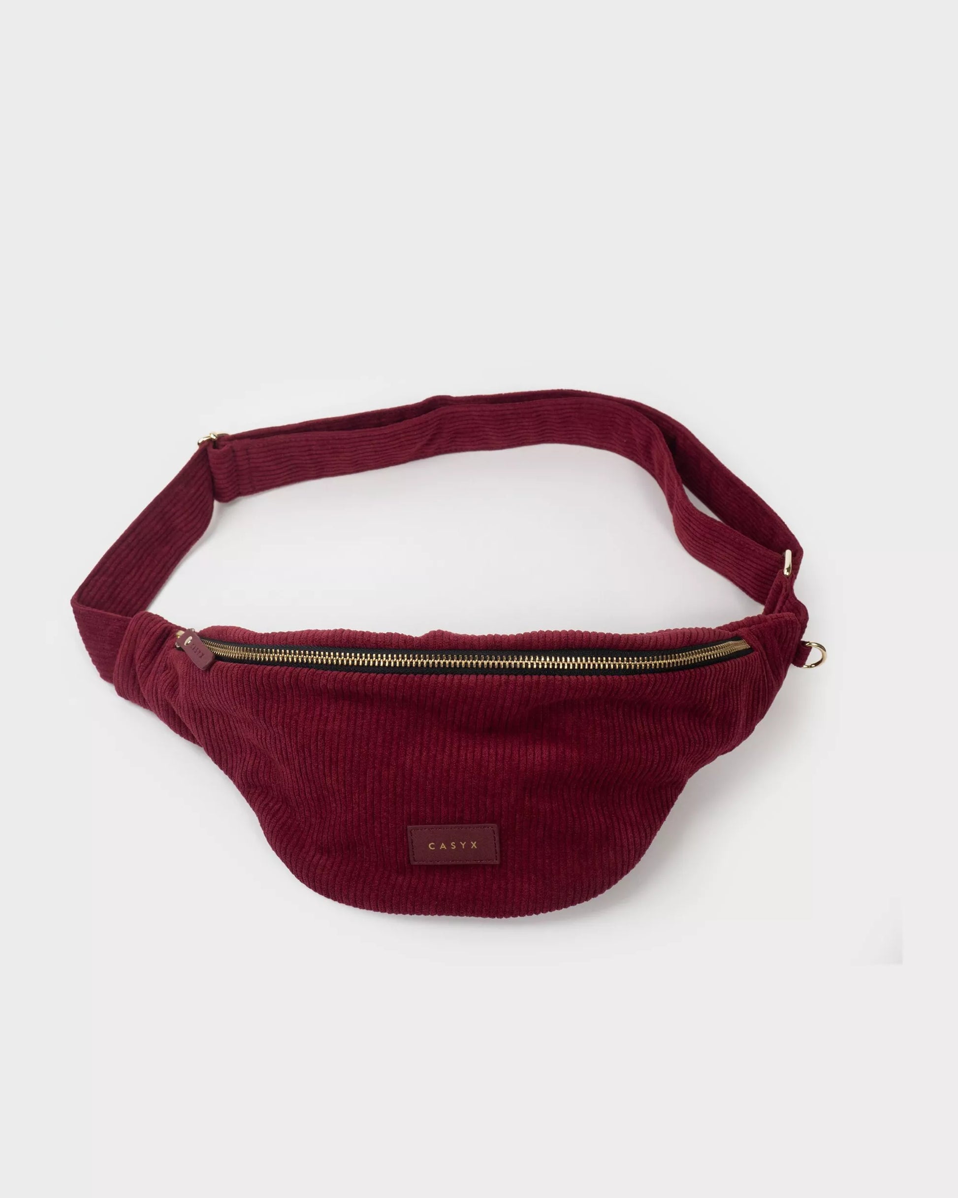 sac banane bordeaux pour femme velours côtelé recyclé