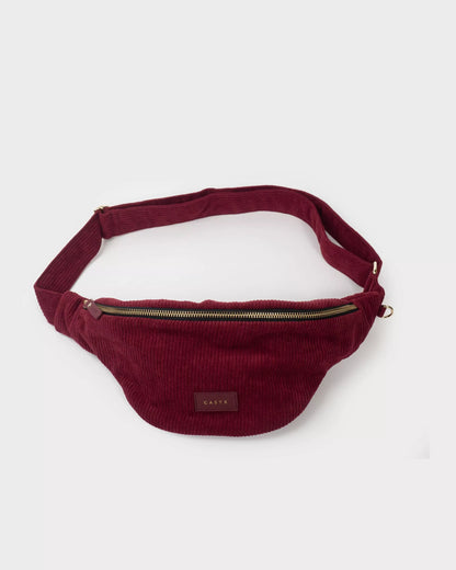 sac banane bordeaux pour femme velours côtelé recyclé