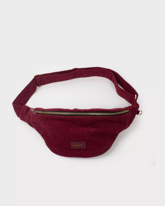 sac banane bordeaux pour femme velours côtelé recyclé