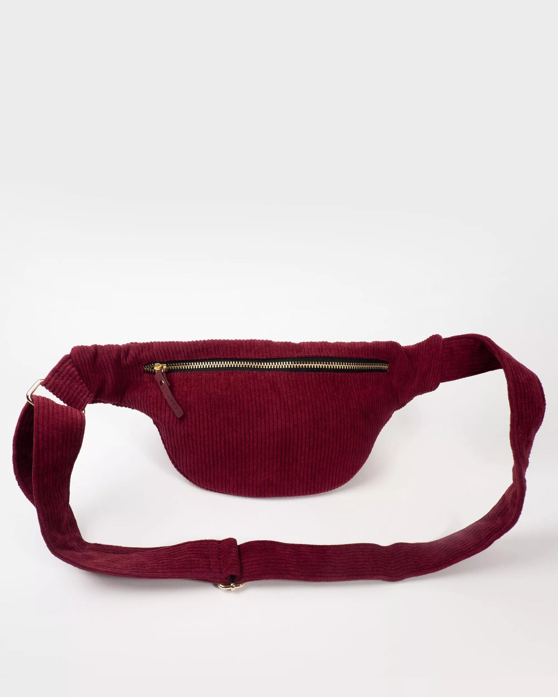 sac banane bordeaux pour femme en velours côtelé recyclé 