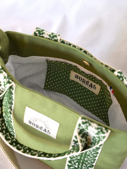 Sac à bandoulière en coton kaki, Boréal.
