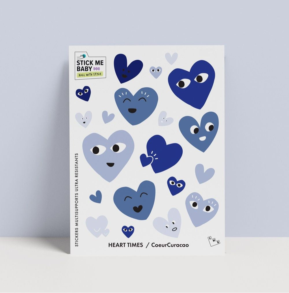 Stickers cœurs bleus.
