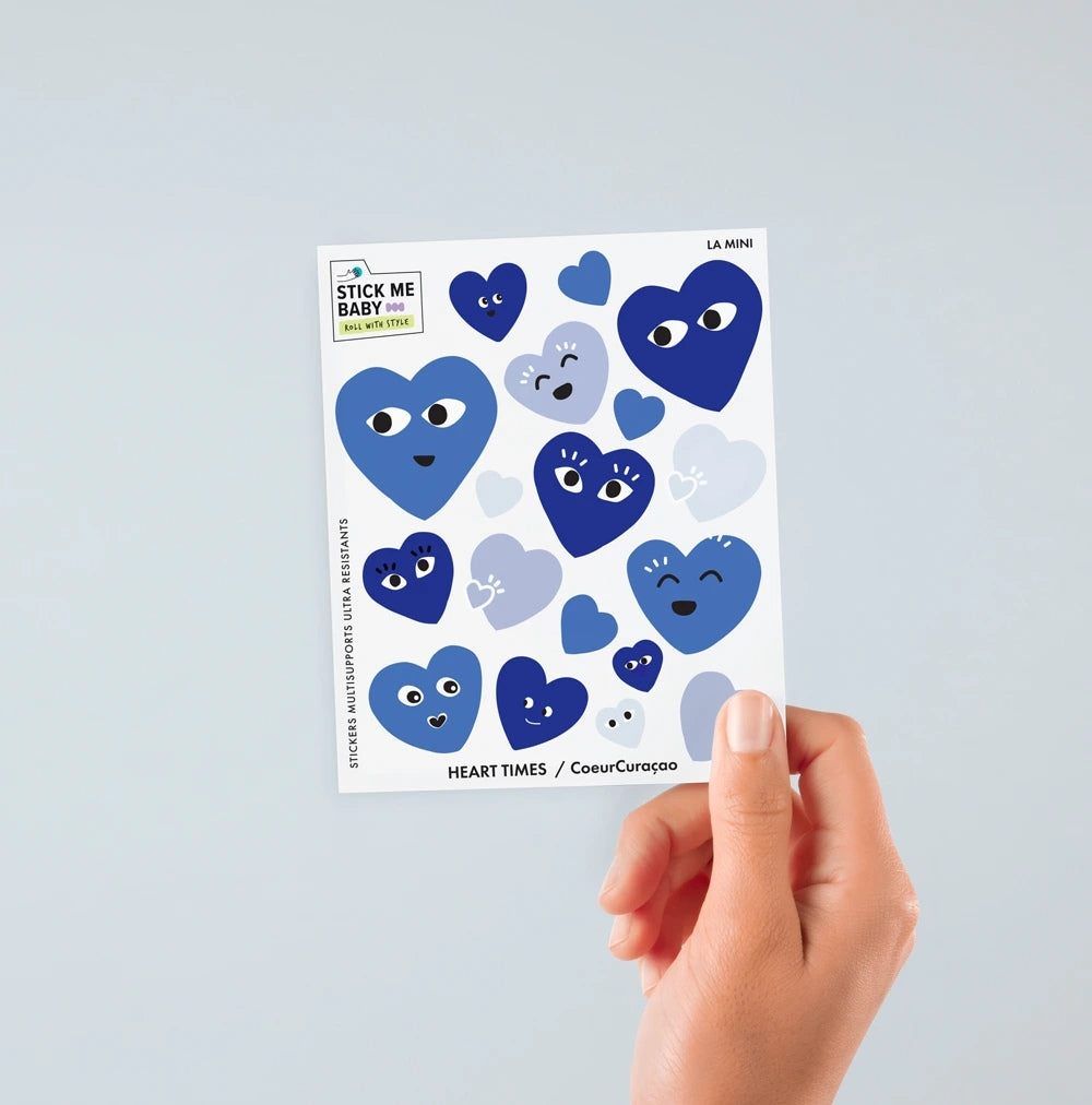 Stickers cœurs bleus.