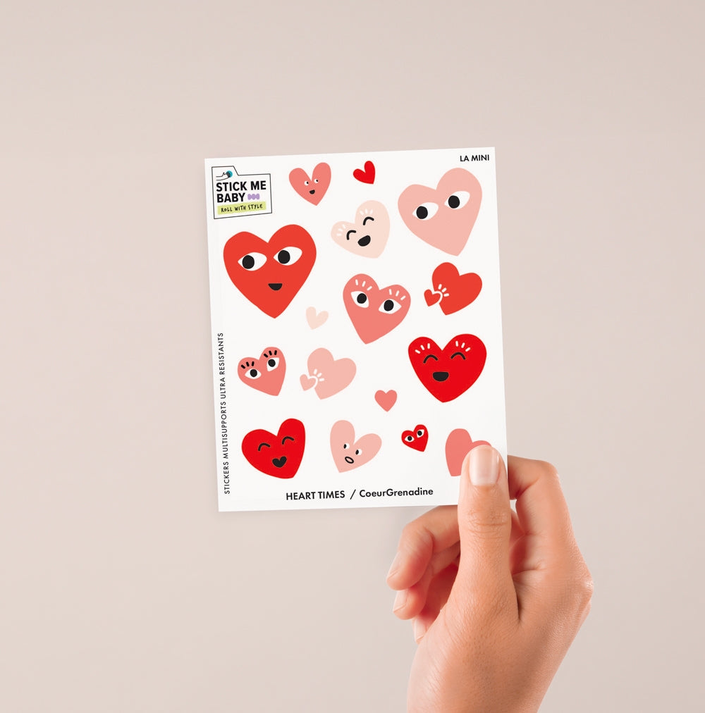 Stickers cœurs rouges.