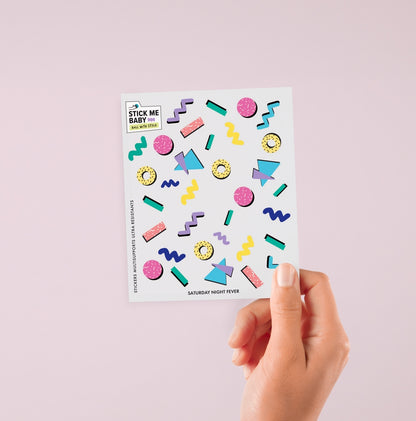 Stickers colorés, style années 80.