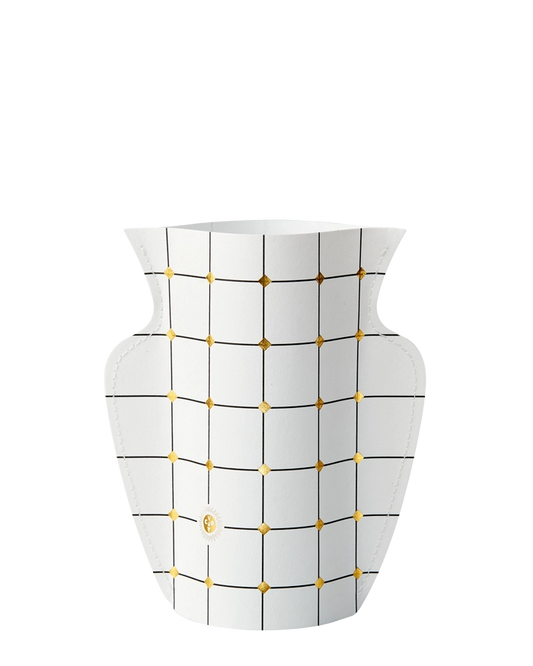 Vase en papier blanc et doré, Octaevo, idée cadeau déco petit prix.