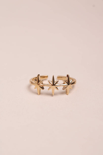 bague avec étoiles en plaqué or, réglable, fabriquée en France Waekura